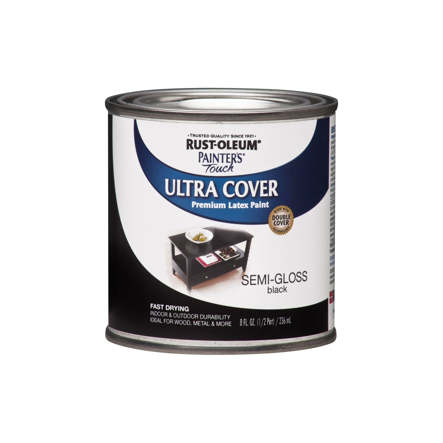 Painter's Touch Ultra Cover Latex Paint, Semi-Gloss Black, 1/2-Pint
