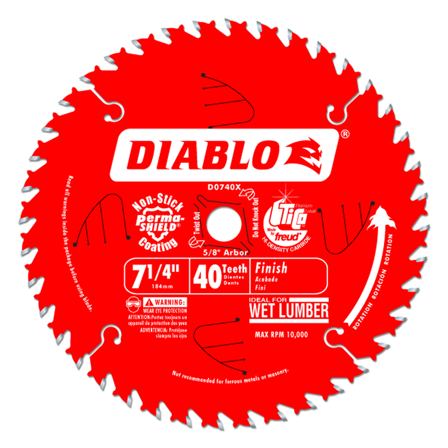Diablo 7-1/4 In. 40-Tooth Finish Circular Saw Blade, Bulk
