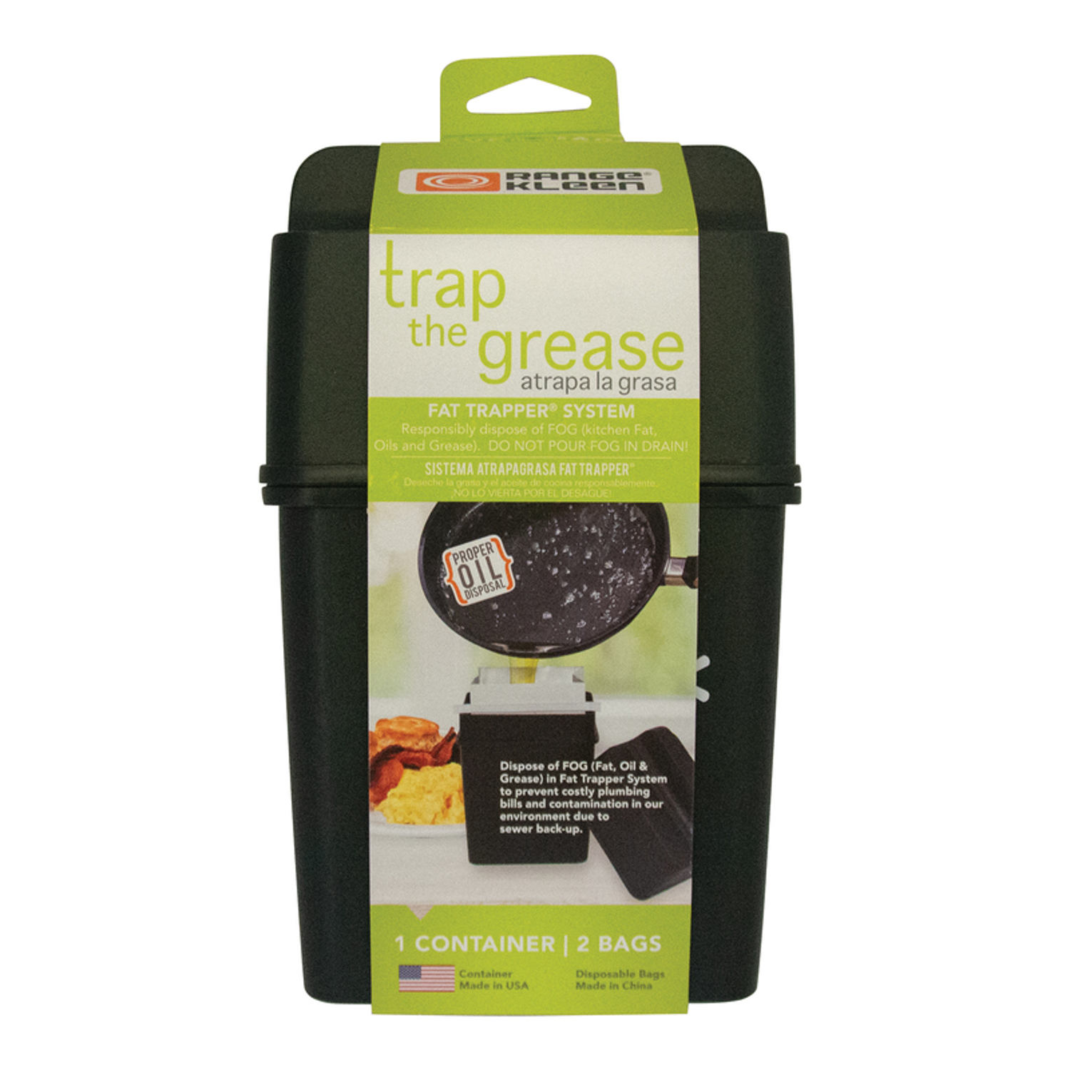 22 Fl. Oz. Fat Trapper System With 2 Grease Disposable Bags - Black