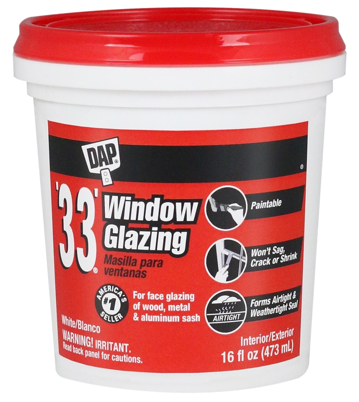 33 Window Glazing Compound White 1 Pint Container