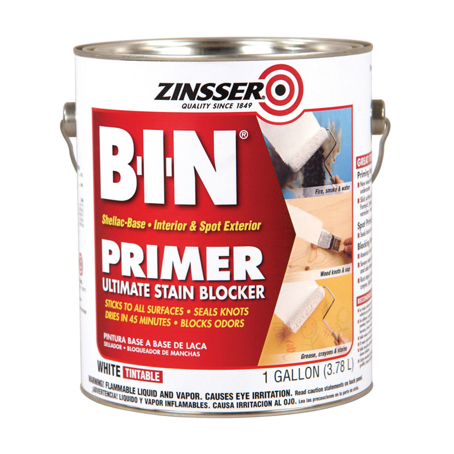 B-i-n Shellac-based Ultimate Stain Blocker Primer, White, 1 Gallon