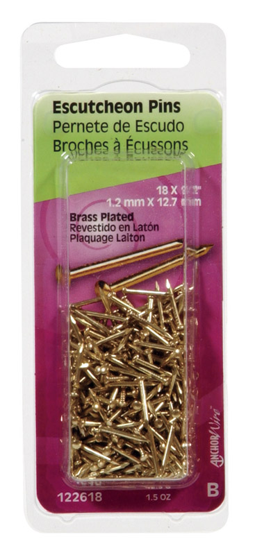 Hillman Anchor Wire 1/2 In. 18 ga 1.5 Oz. Brass Plated Steel Escutcheon Pins