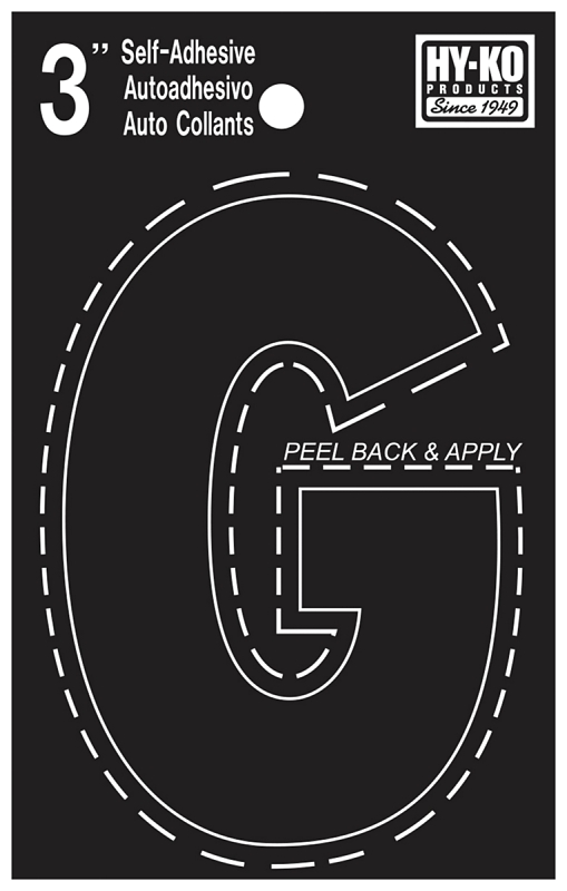 3 In. Black Vinyl Self-adhesive Letter G - Weather-resistant, Non-reflective