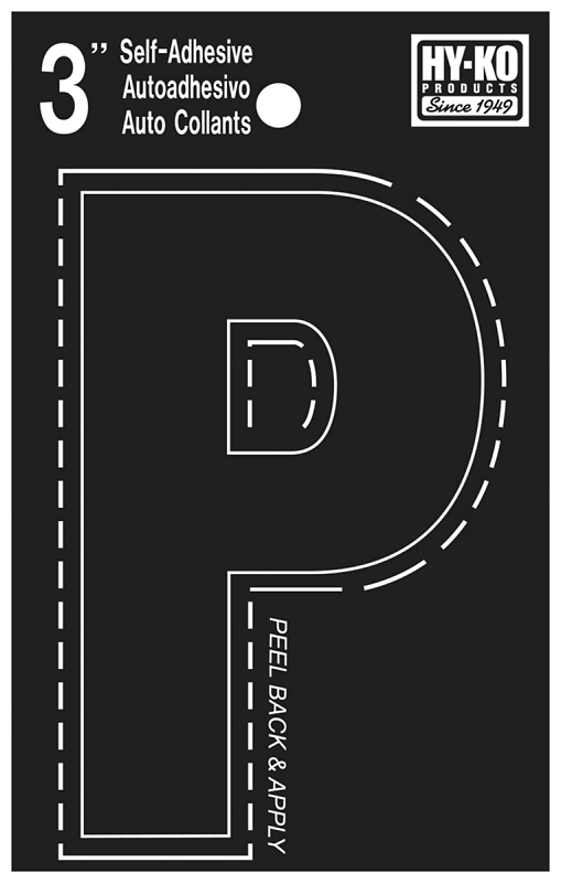 3 In. Black Vinyl Self-adhesive Letter P - Weather-resistant Die-cut