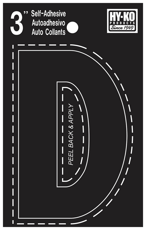 3 In. Black Vinyl Self-adhesive Letter D - Weather-resistant Die-cut
