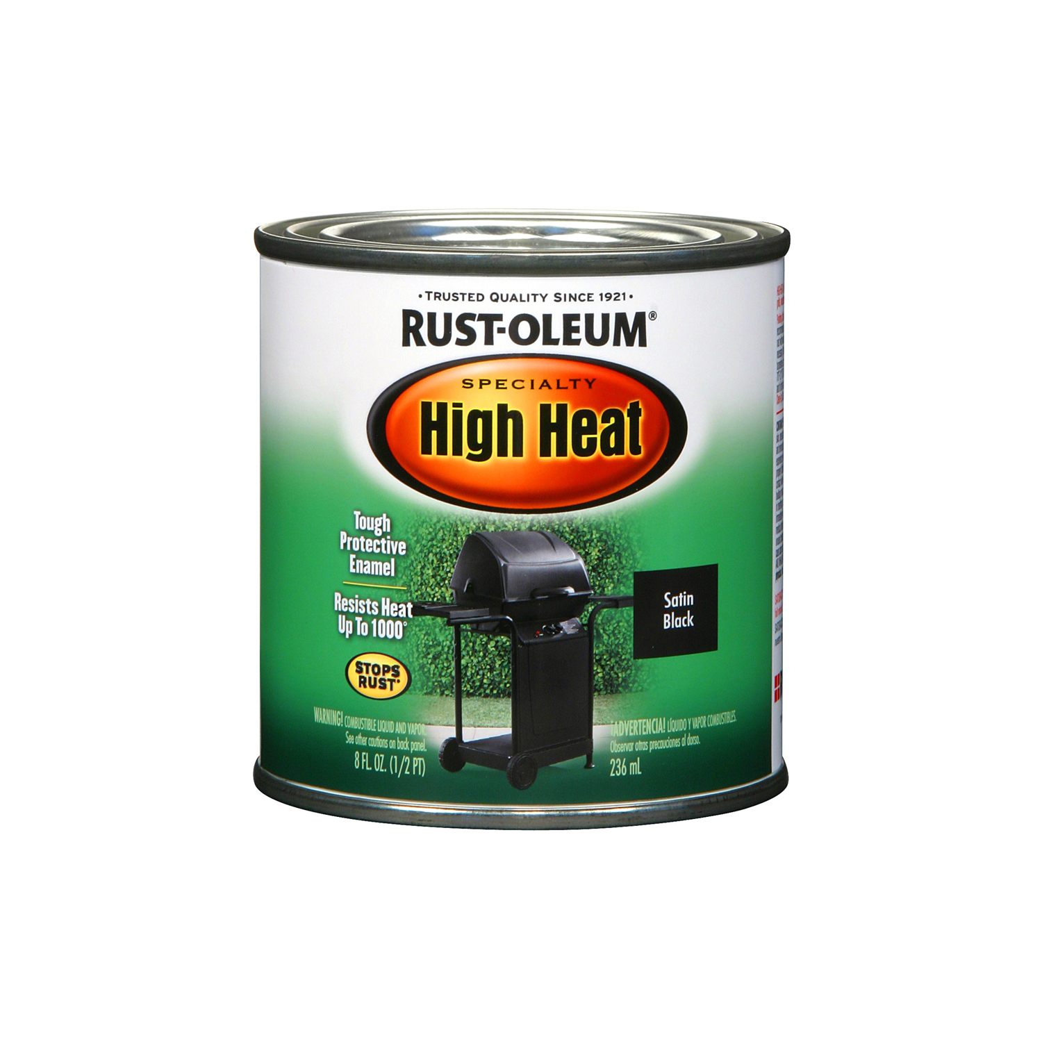 Specialty Barbecue High Heat Paint, Black Satin Finish, 1/2-Pint