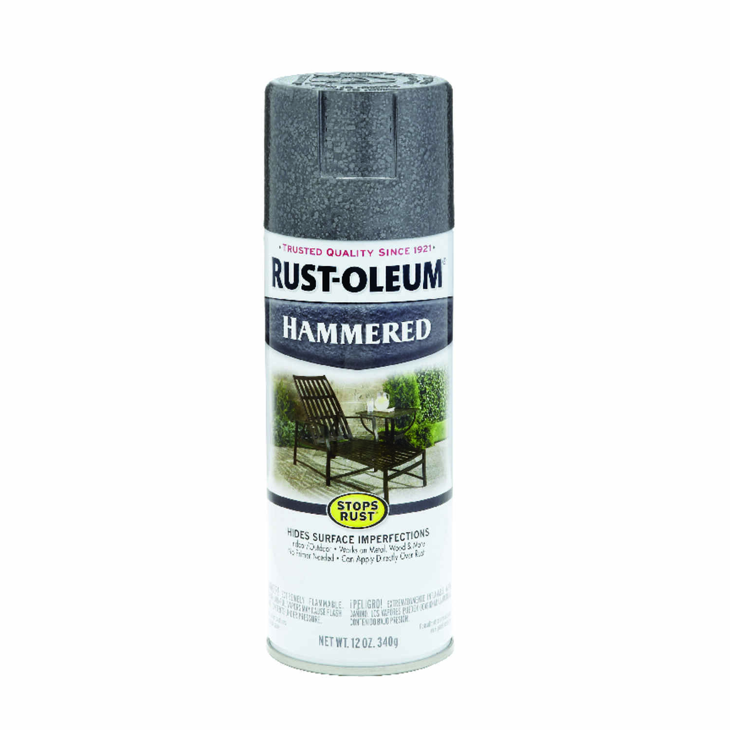 Stops Rust Hammered Spray Paint, Gray, 12-oz.