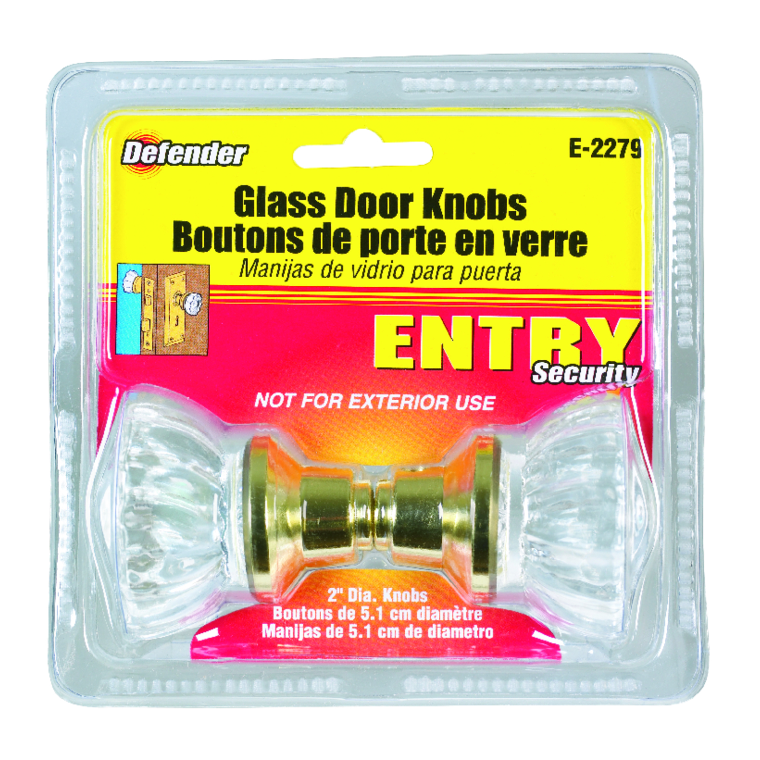 Defender Security Crystal Hall & Closet Door Knob