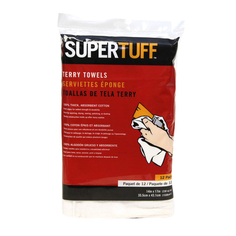 Trimaco SuperTuff 14 In. x 17 In. White Terry Towels (12-Pack)