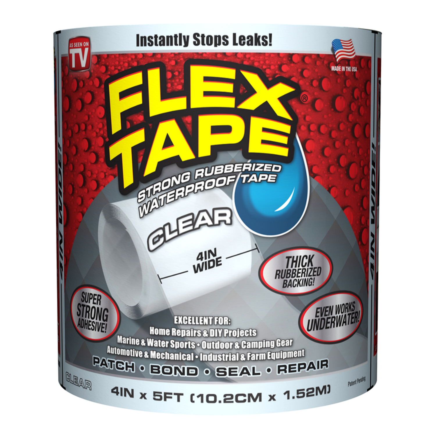 FLEX TAPE Waterproof Tape, Clear, 4-In. x 5-Ft.