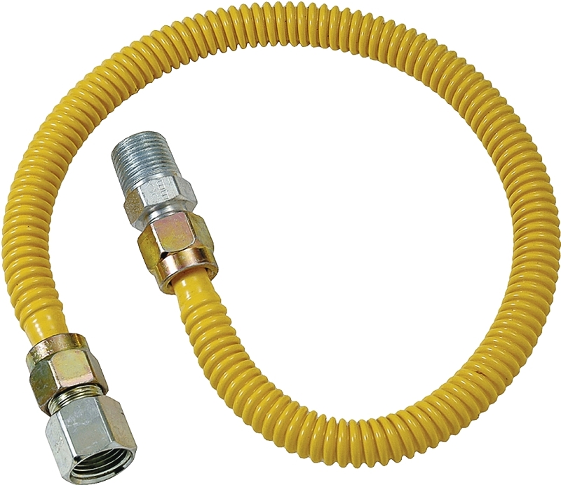 Stainless Steel Gas Appliance Connector, 24-In., 3/8-In. I.D. x 1/2-In. O.D.