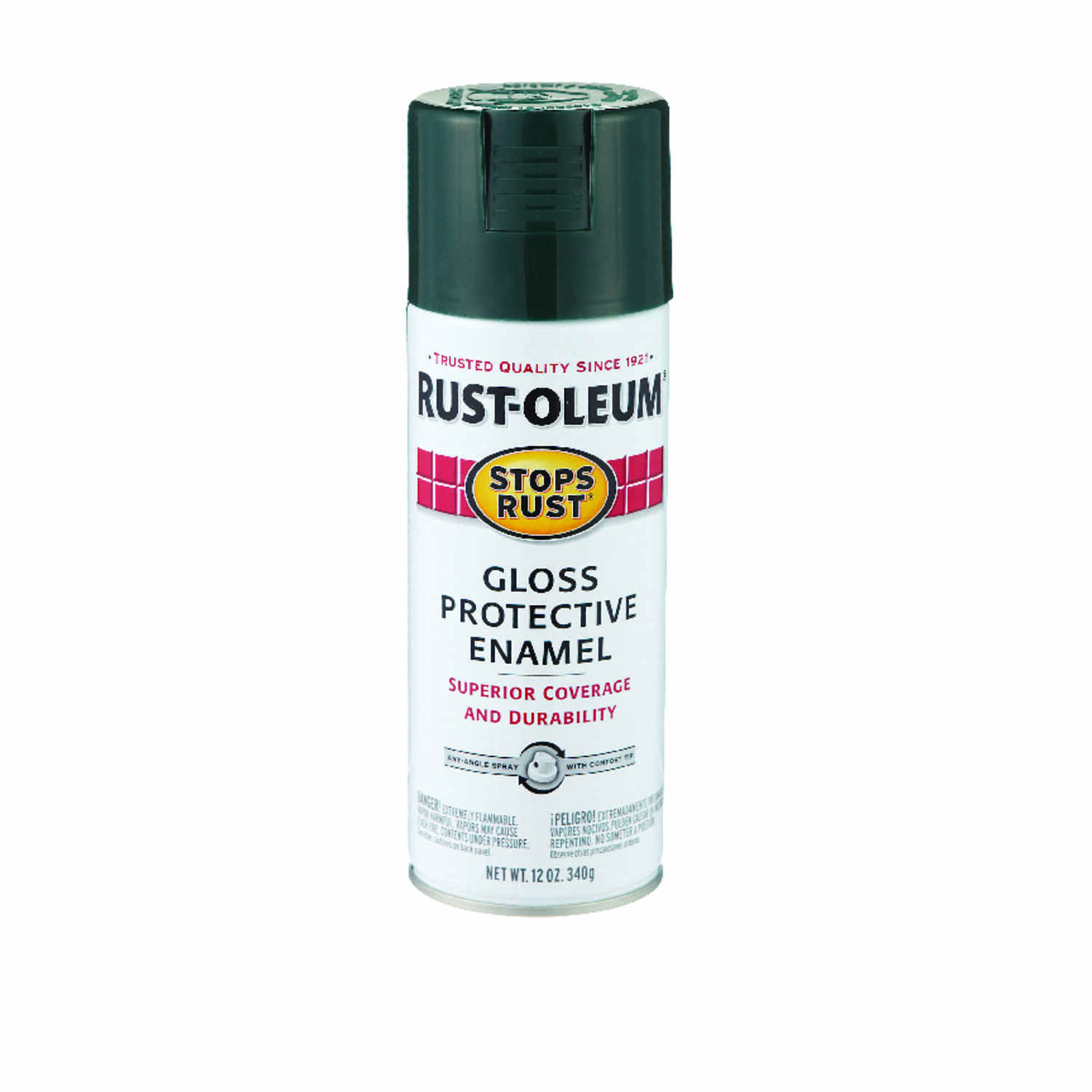 Stops Rust Spray Enamel Paint, Dark Hunter Green Gloss Finish, 12 Ounce Can