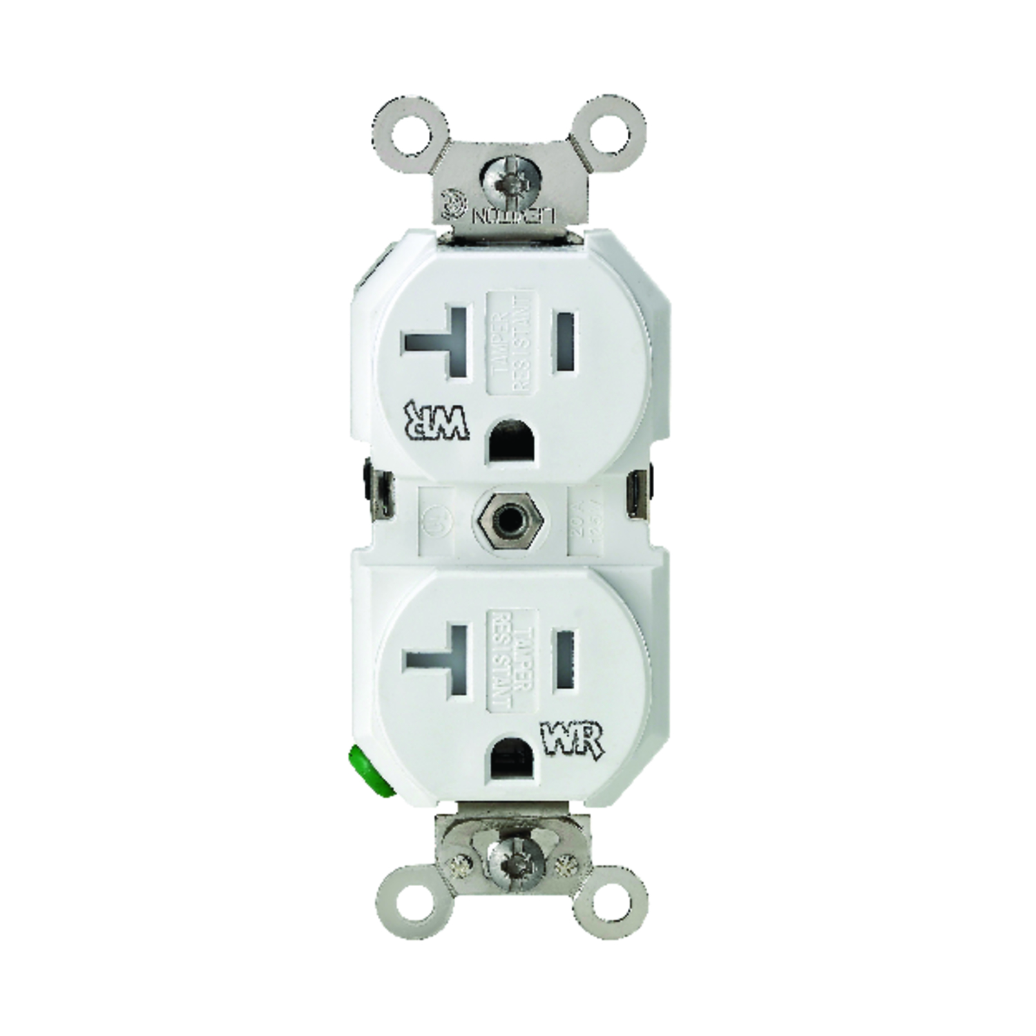 Leviton 20A White Tamper & Weather Resistant Commercial Grade 5-20R Duplex Outlet