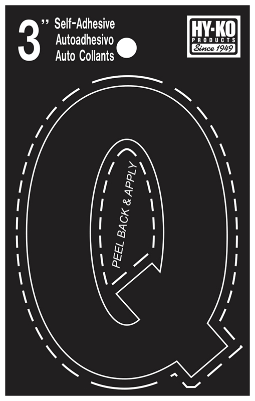 3 In. Black Vinyl Self-adhesive Letter Q - Weather-resistant, Non-reflective