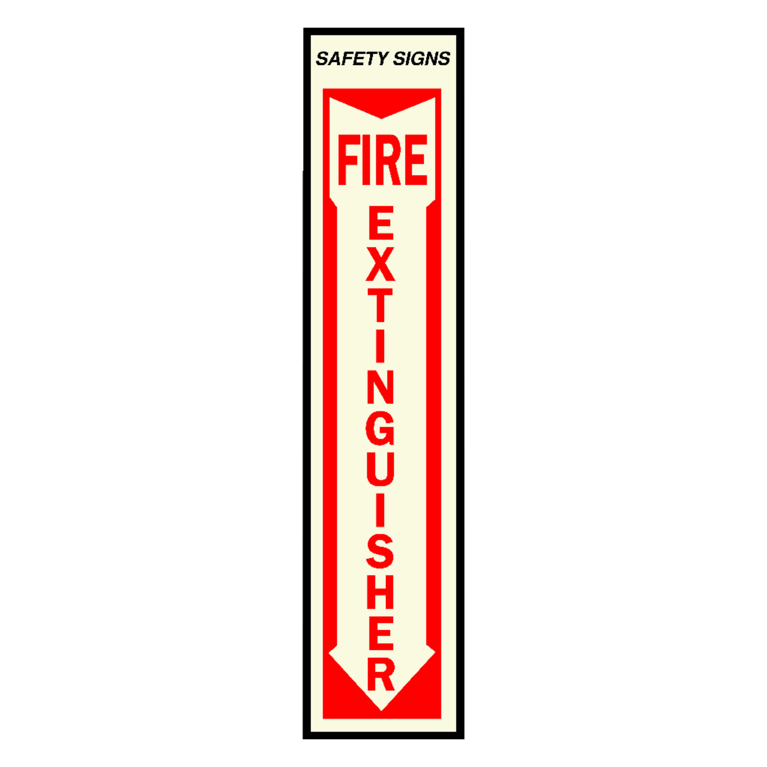 Vinyl Fire Extinguisher Sign, Glow-in-the-dark, 4 In. X 18 In., Self-adhesive