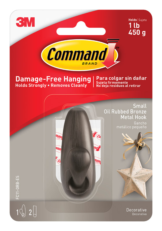 Small Oil Rubbed Bronze Metal Hook With Adhesive Strips - Model Fc11-orb