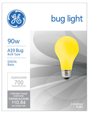 Satco 100W Yellow Medium A19 Incandescent Bug Light Bulb (2-Pack)