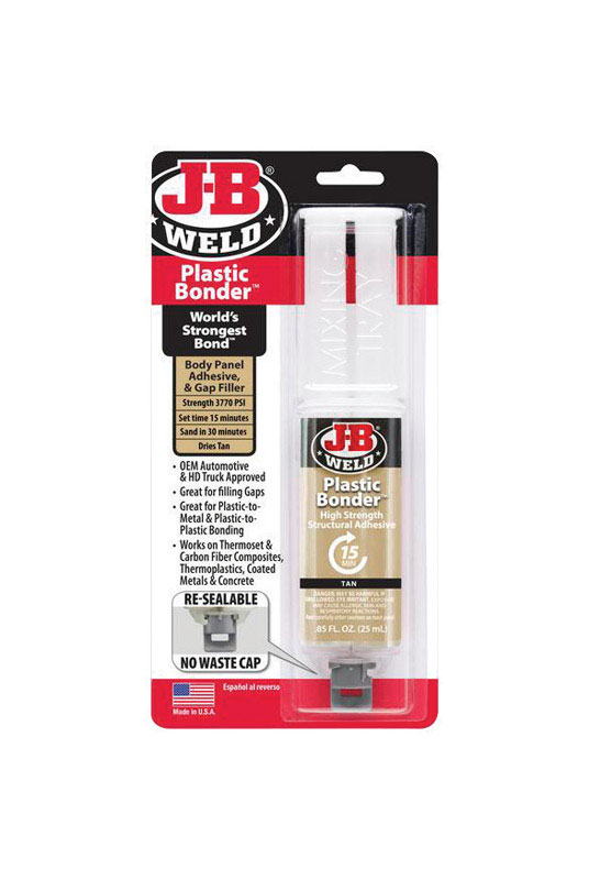 0.85 Oz. High Strength Plastic Bonder Epoxy Syringe, Tan