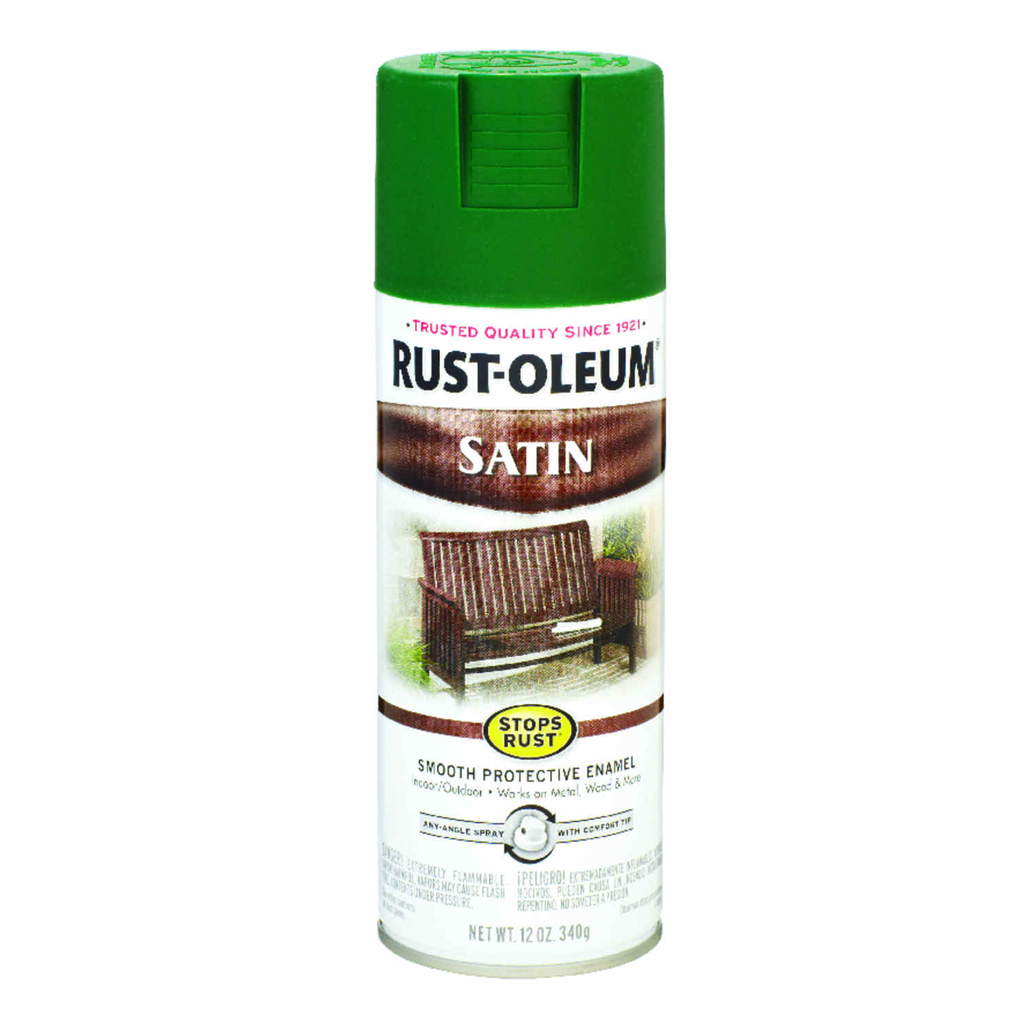 Stops Rust Spray Enamel, Hunter Green Satin, 12-oz.