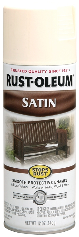 Stops Rust Satin Spray Paint 12 Oz. Shell White - Durable & Protective