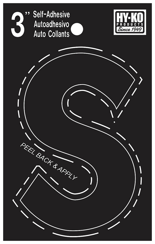 3 In. Black Vinyl Self-adhesive Letter S - Weather-resistant Die-cut