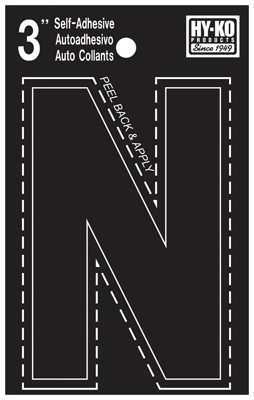 3 In. Black Vinyl Self-adhesive Letter N - Weather-resistant Die-cut