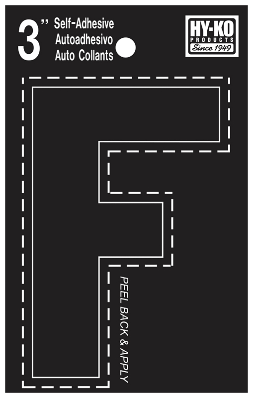 3 In. Black Vinyl Self-adhesive Letter F - Weather-resistant Die-cut