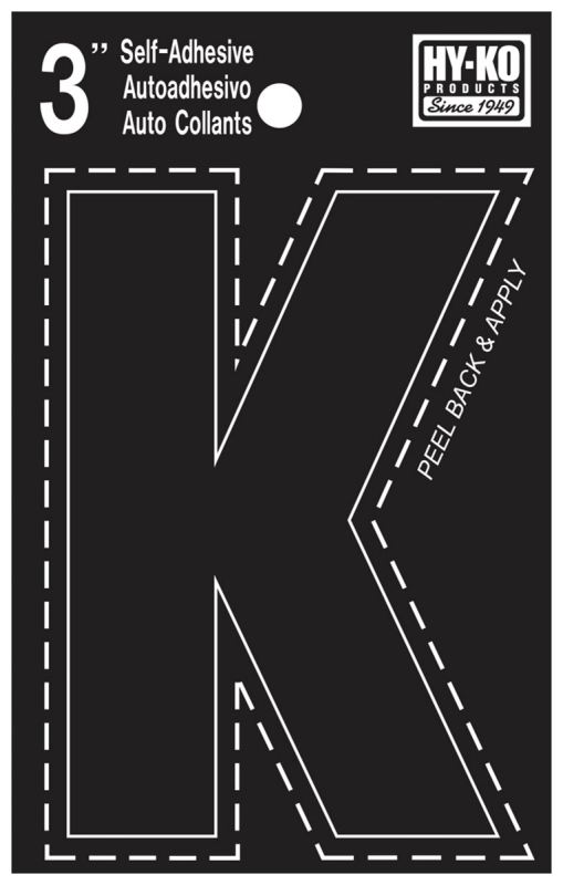 3 In. Black Vinyl Self-adhesive Letter K - Weather-resistant Die-cut