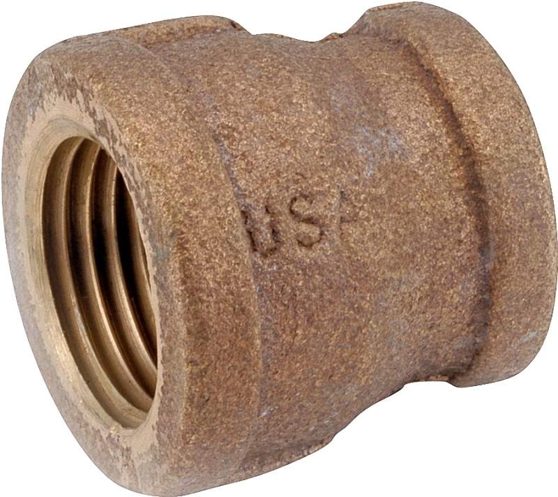 Pipe Fitting, Reducing Coupling, Lead Free Rough Brass, 1/2 x 3/8 In.