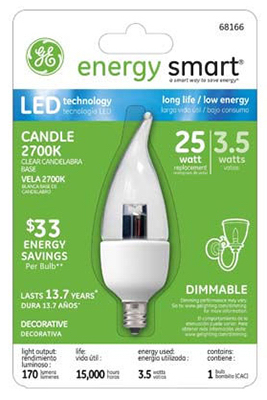 Philips Warm Glow 25W Equivalent Soft White B12 Candelabra Dimmable LED Decorative Light Bulb