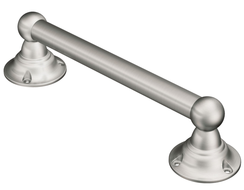 9 In. Designer Hand Grip, Brushed Nickel, 300 Lb Capacity