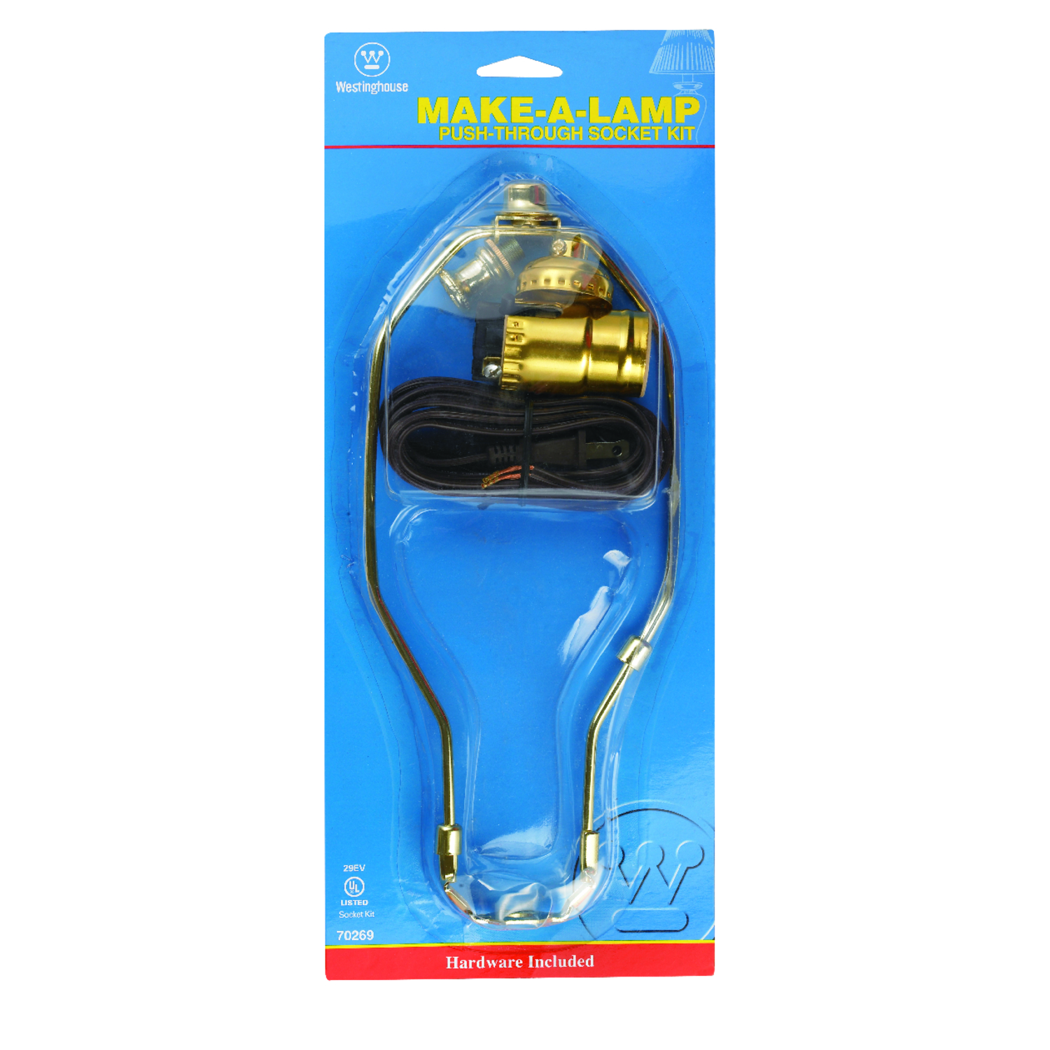 Push-through Medium Base Brass Make-a-lamp Kit With 8-foot Cord