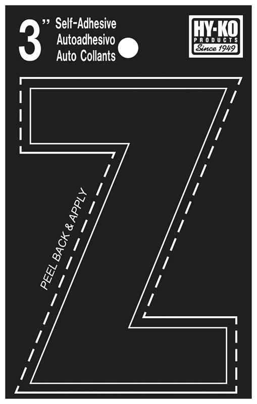3 In. Black Vinyl Self-adhesive Letter Z - Weather-resistant Die-cut