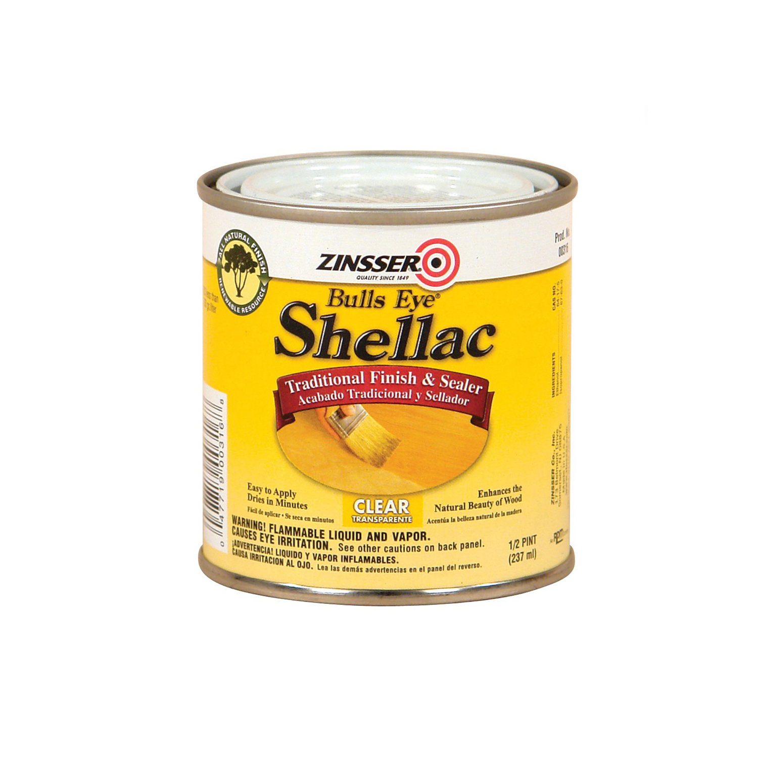 Bulls Eye Clear Shellac Finish And Sealer 0.5 Pint - Interior Wood Finishes