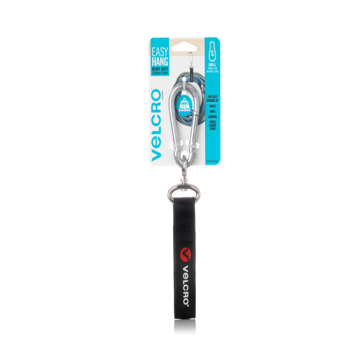 Velcro Brand Easy Hang 16 In. x 1 In. Black 100 Lb. Capacity Strap with Carabiner