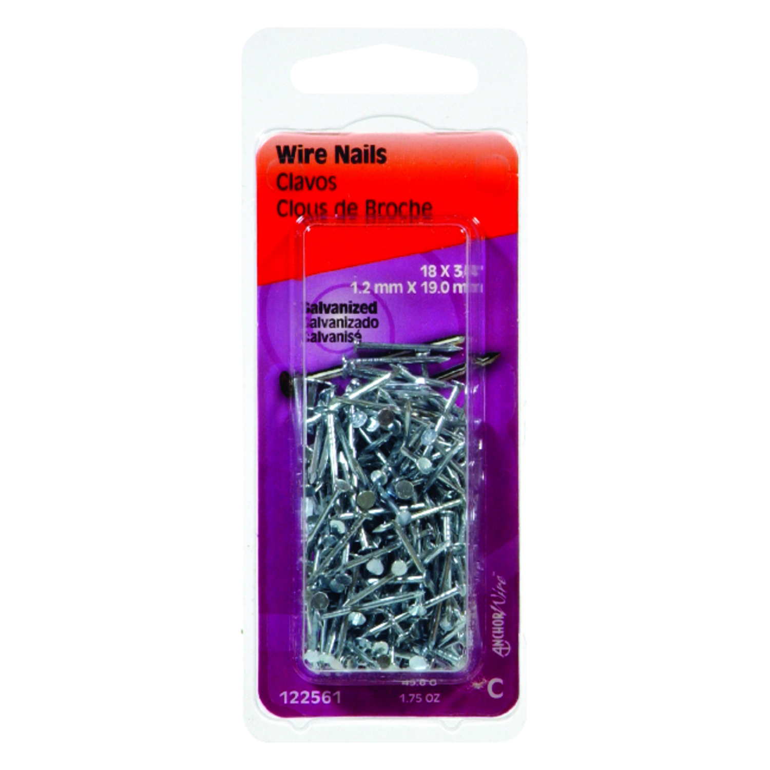 Wire Nails, Galvanized, 3/4-In. x 18, 1.75-oz.