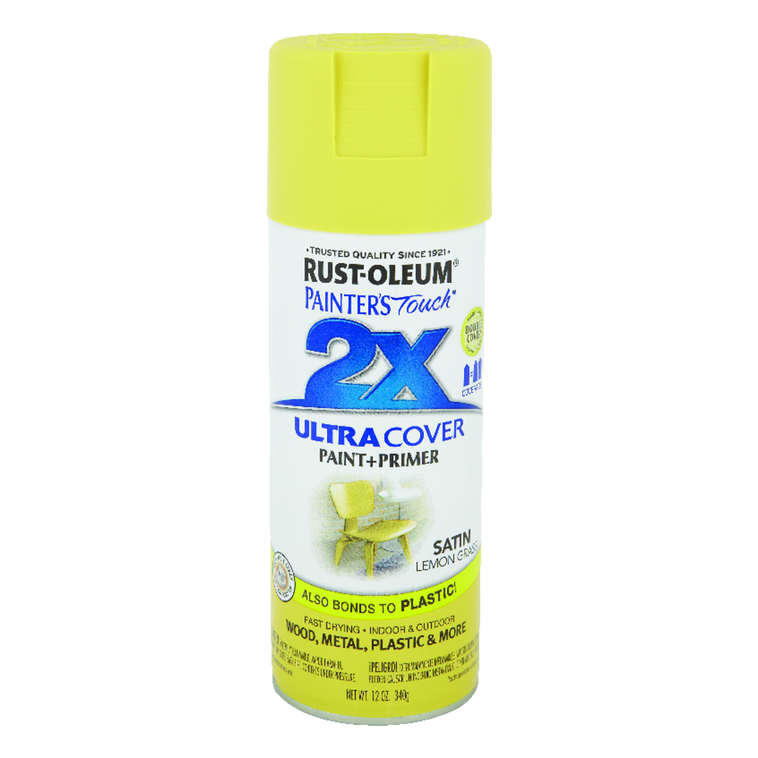 2x Ultra Cover 12 Oz. Satin Spray Paint, Lemon Grass
