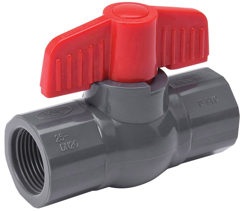Threaded Ball Valve, Gray PVC, Schedule 80, 3/4 In.