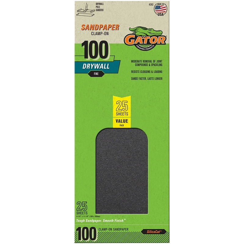 Gator Blade 100 Grit 4-1/4 In. x 11-1/4 In. Drywall Sandpaper (25-Pack)