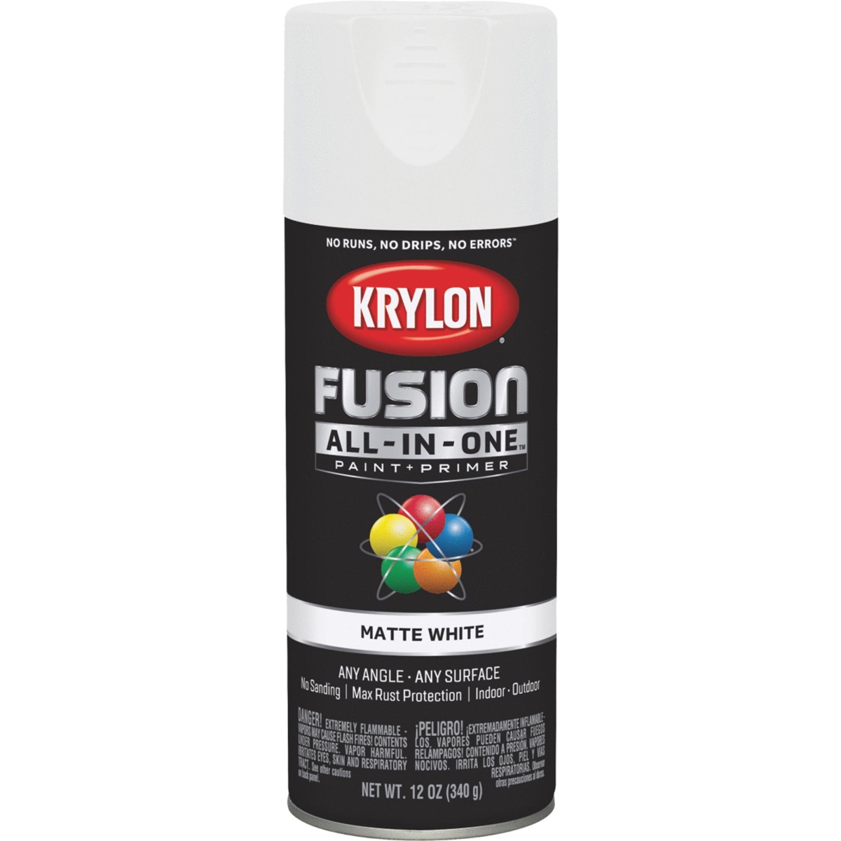 Fusion All-In-One Spray Paint and Primer Matte White 12 Ounce Can