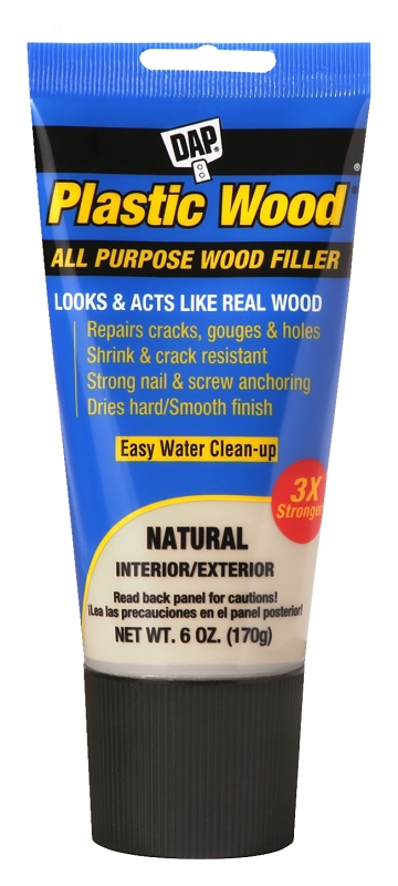 Plastic Wood Latex Wood Filler, Natural, 6 oz. Tube