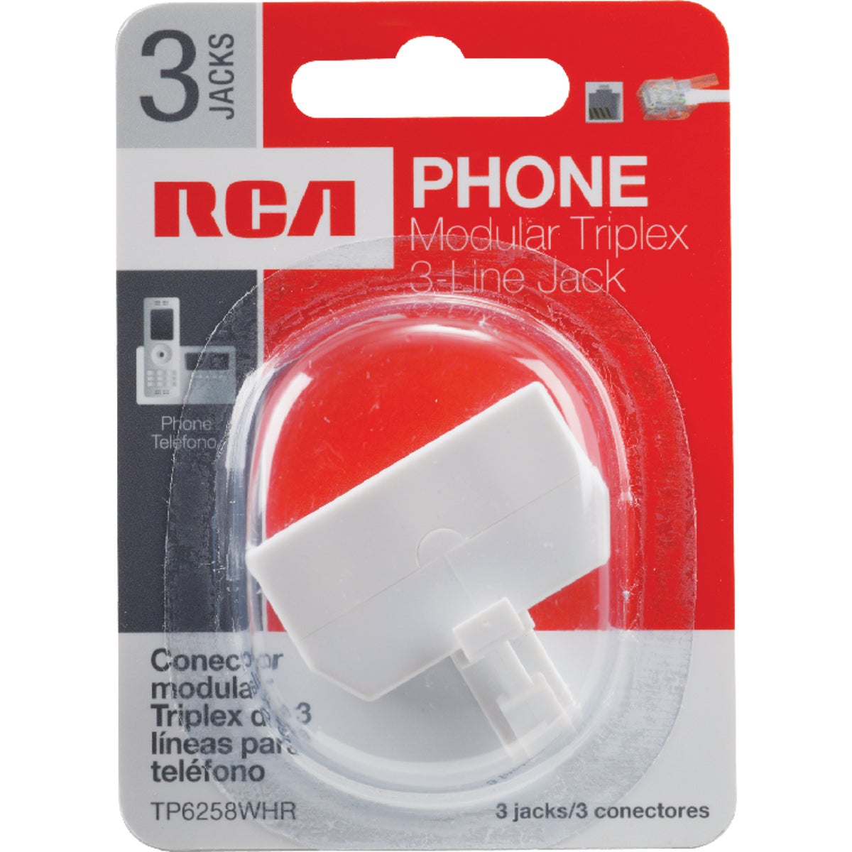 White 3-line Phone Splitter Tp6258whr - Multi-line Adapter For Telephones