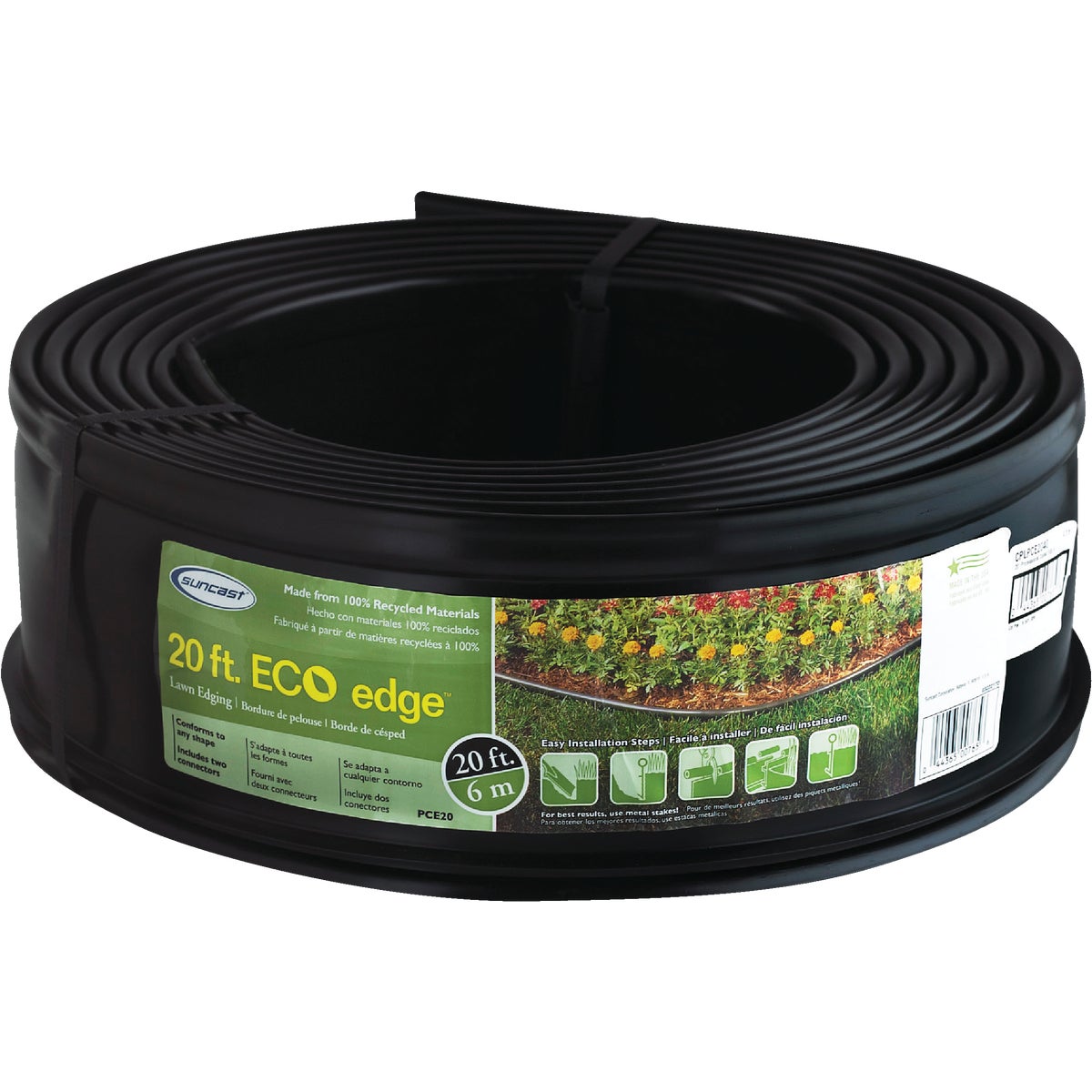 5 In. H X 20 Ft. L Black Recycled Plastic Lawn Edging Pce2040