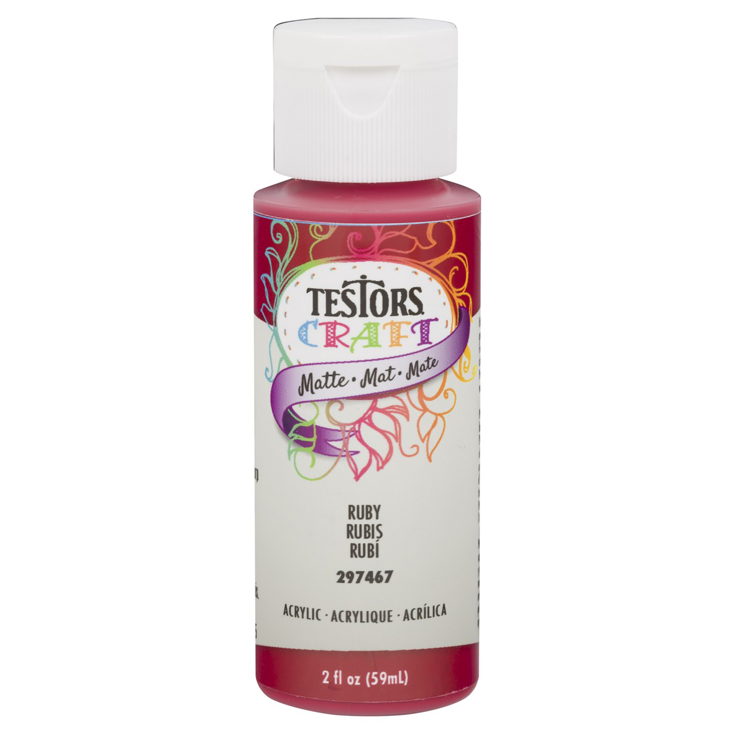 Acrylic Craft Paint Matte Ruby Color 2 Ounce Bottle