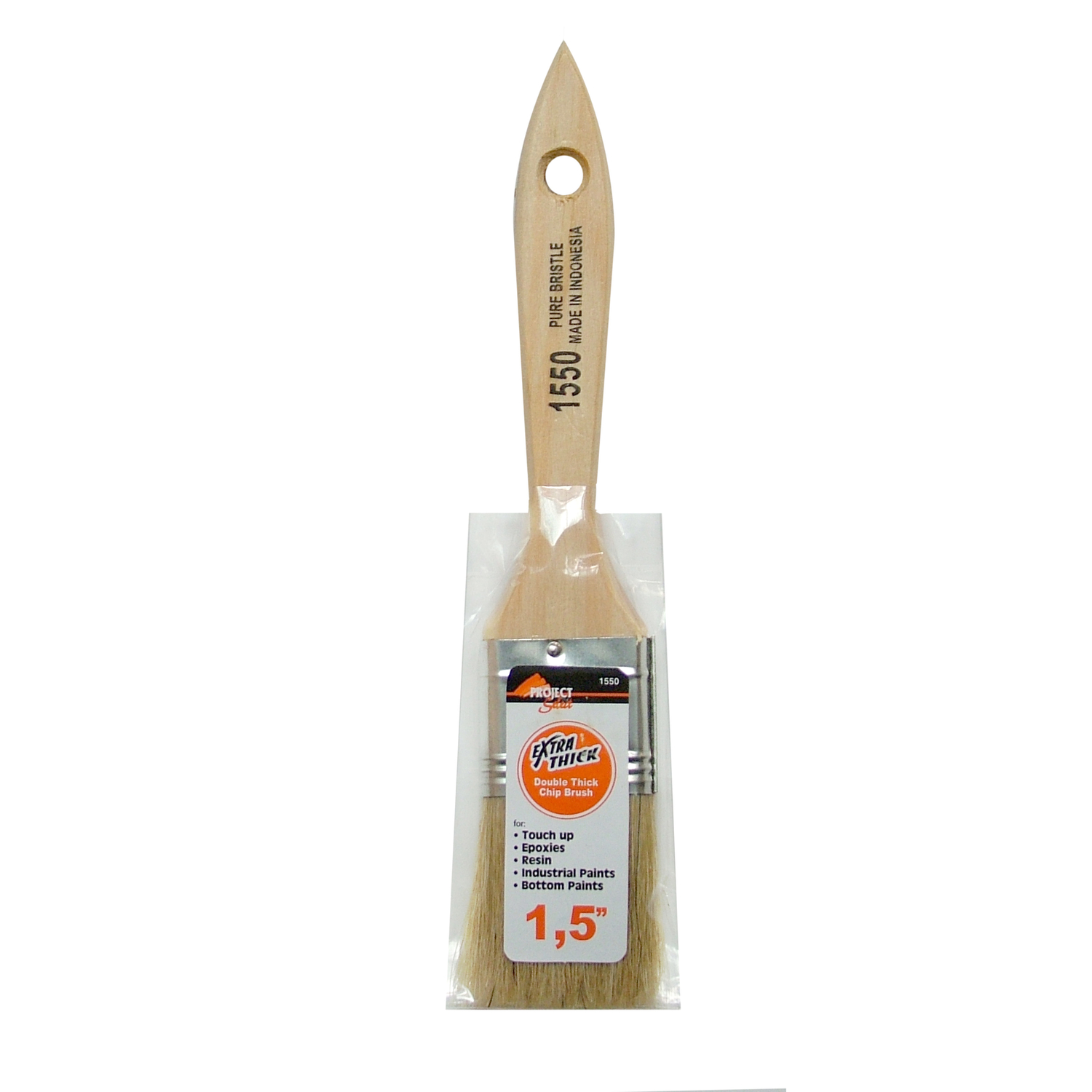 1-1/2 Inch Double Thick Chip Paint Brush With Natural Wood Handle