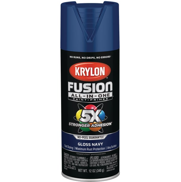 Fusion All-In-One Spray Paint + Primer, Gloss Navy, 12-oz.