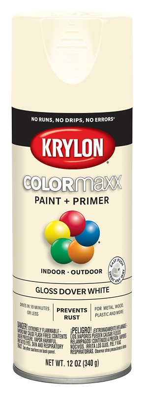 COLORmaxx Spray Paint + Primer, Gloss Dover White, 12-oz.