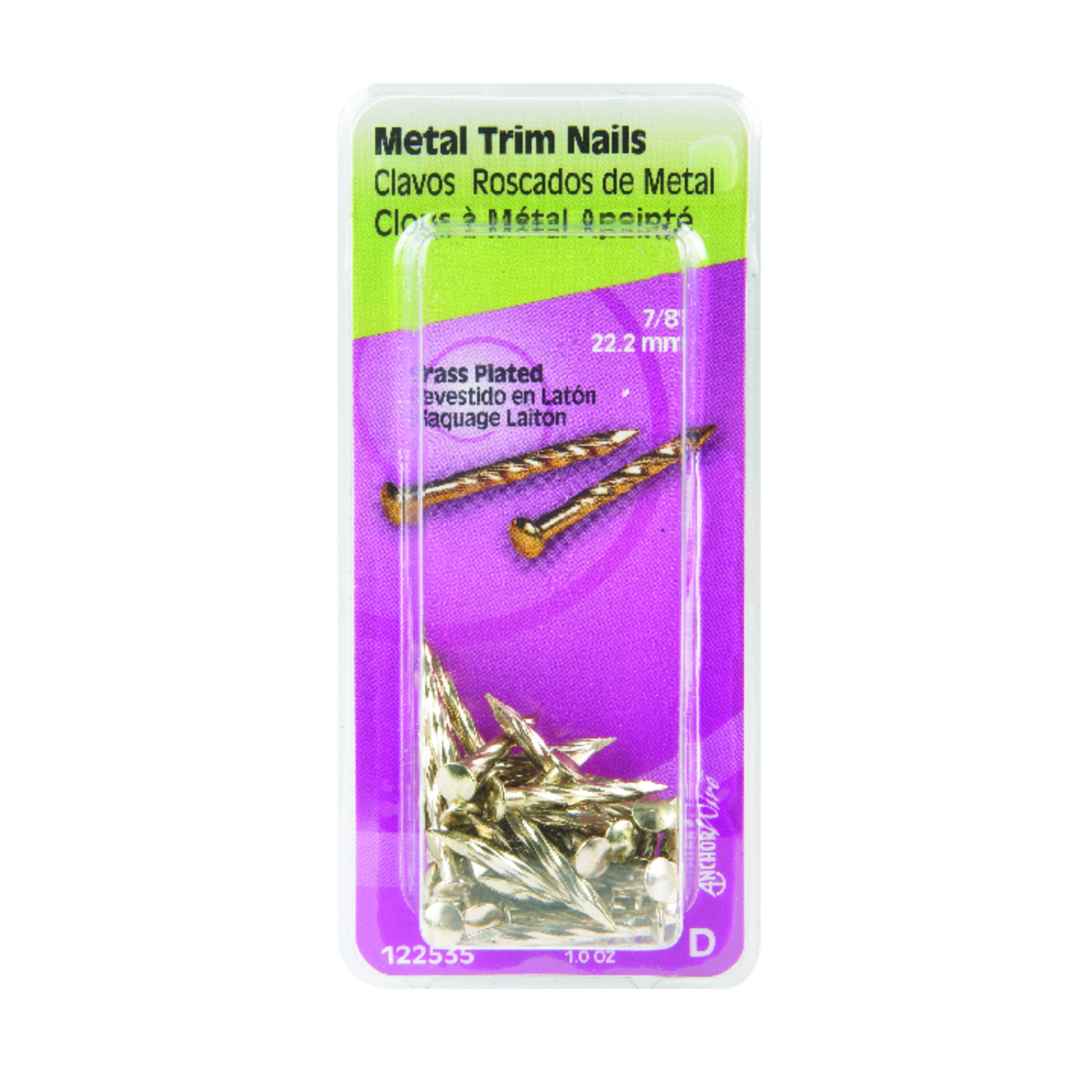 Hillman Anchor Wire 7/8 In. 13 ga Brass Plated Trim Nails (27-Count, 1 Oz.)