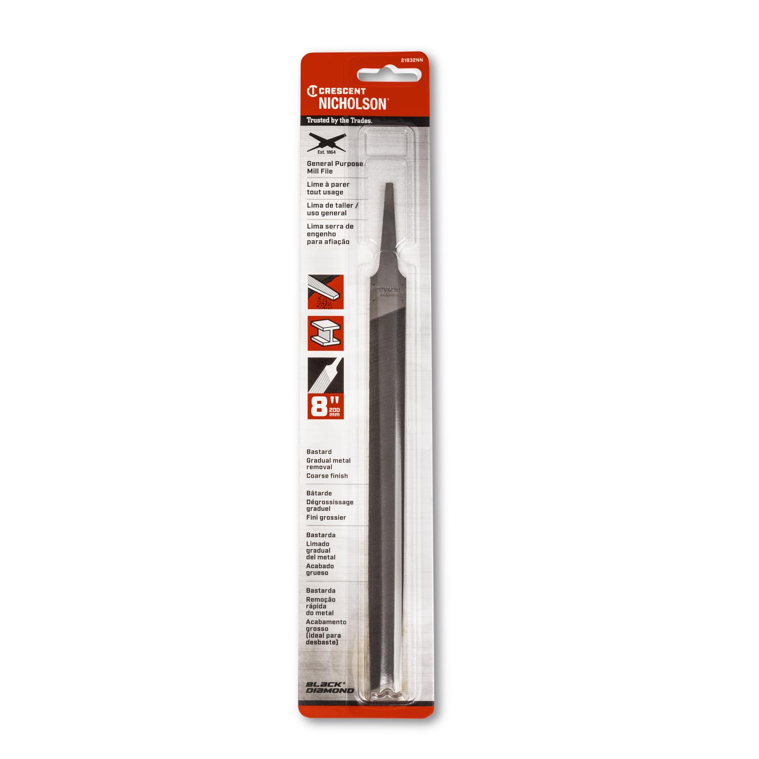 Nicholson Mill Bastard File, American Pattern, 8 In.