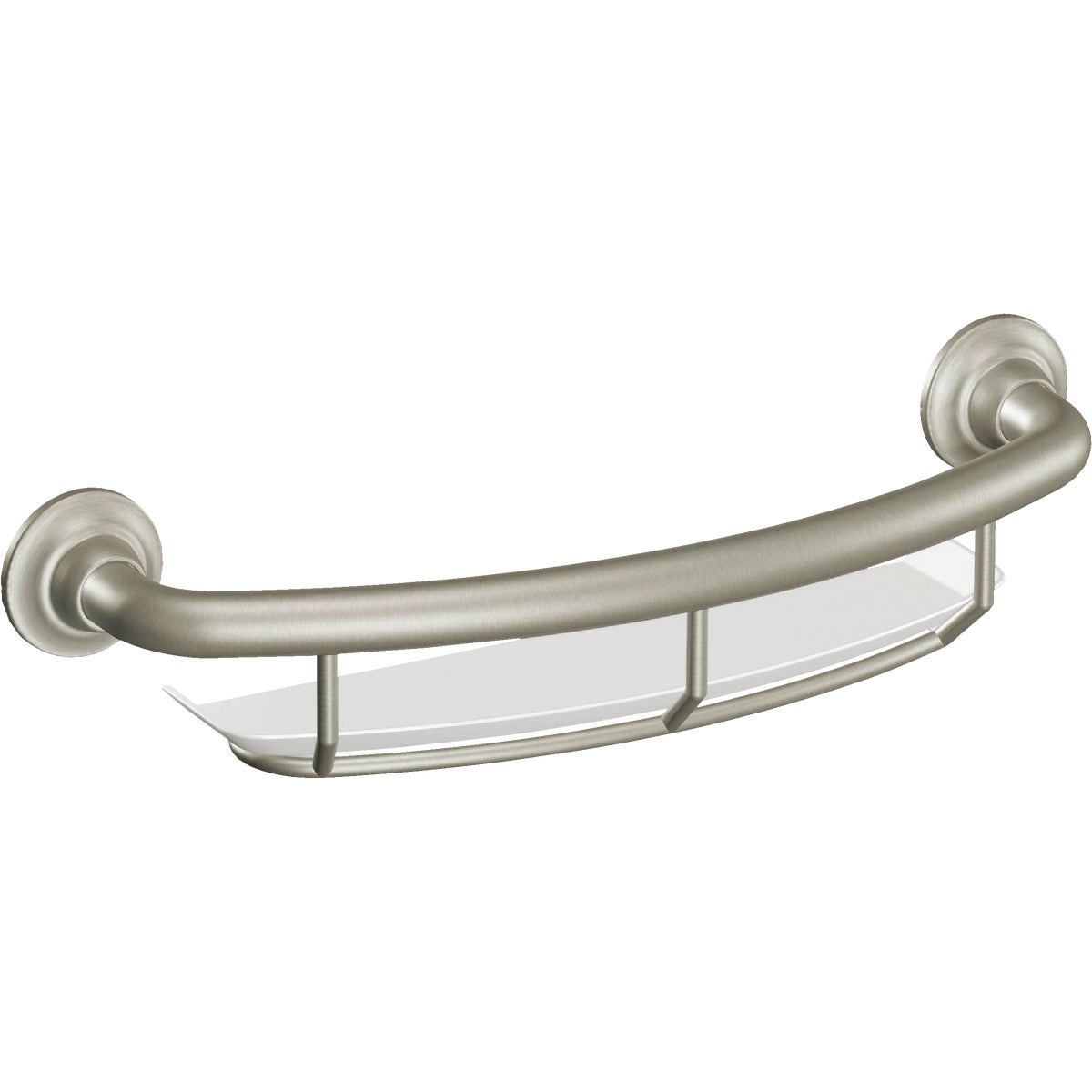 18.6 In. Concealed Screw Grab Bar With Integrated Shelf, Brushed Nickel
